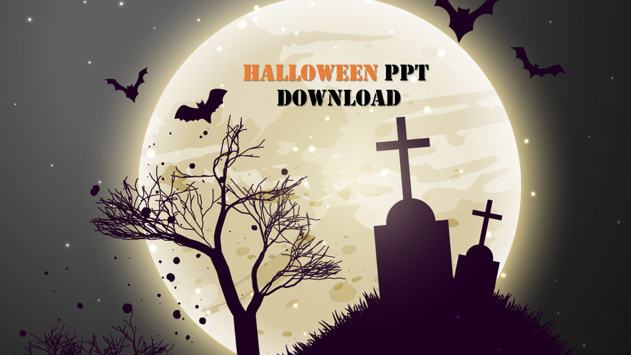 Halloween PPT Download Slide - Mysterious Moon Theme